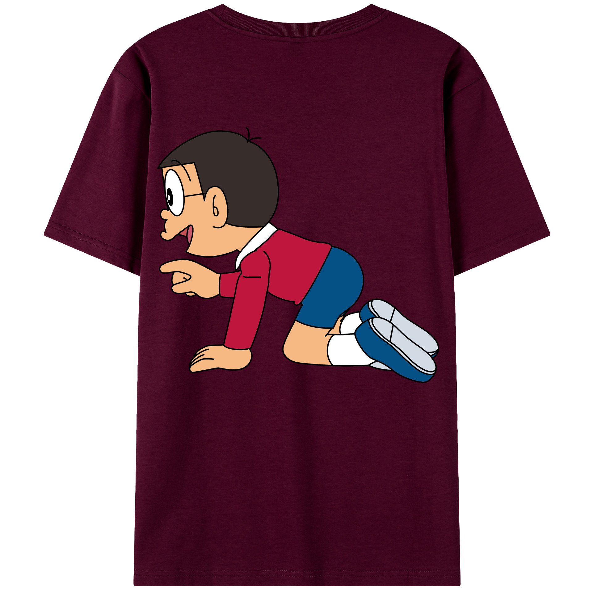 （画像用） ドラえもん 野比 のび太 Doraemon Nobita Nobi レディース半袖Tシャツ(バックプリント)